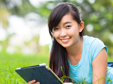 Girl using tablet